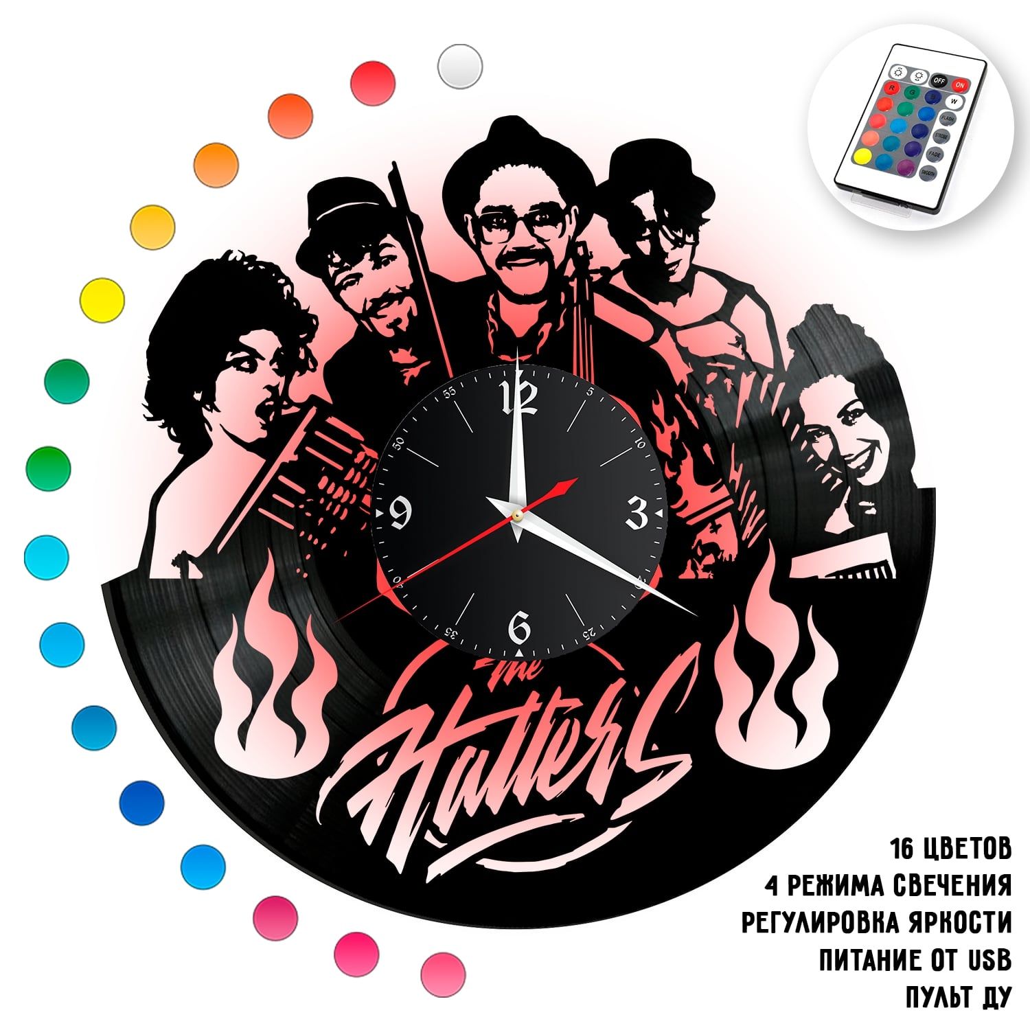 Часы с подсветкой "Группа The Hatters" из винила, №1 VC-14015-RGB