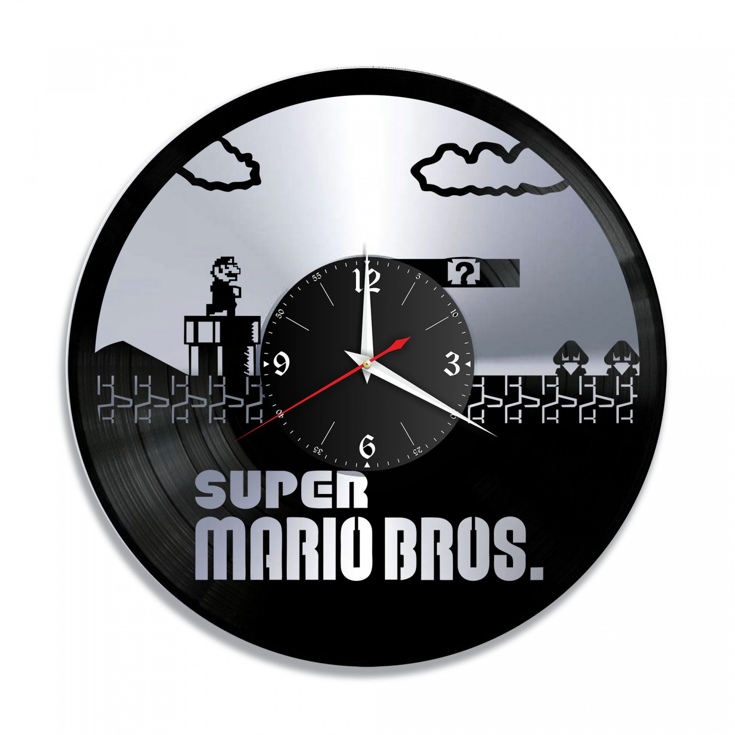 Часы настенные "Супер Марио, серебро" из винила, №1 VC-10571-2