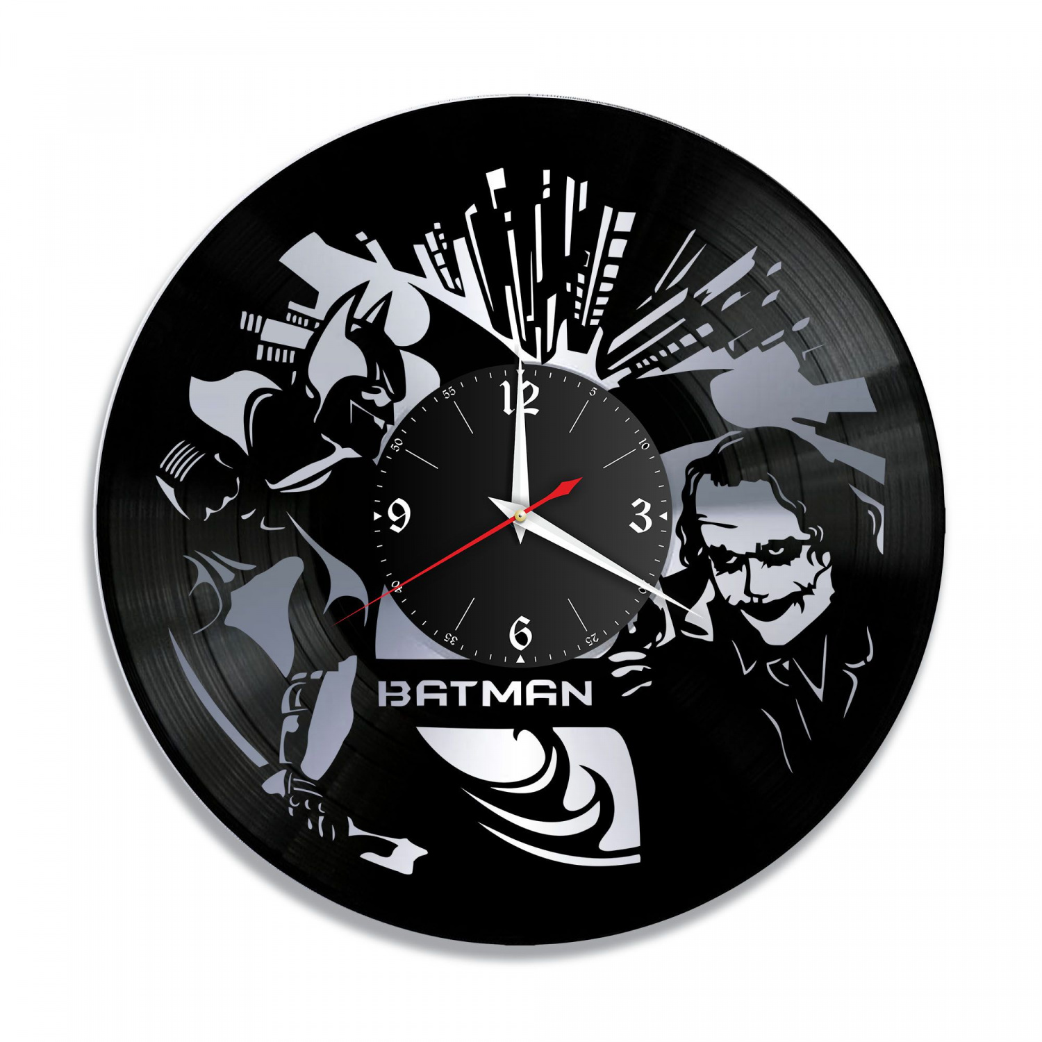 Часы настенные "Бэтмен (Batman), серебро" из винила, №3 VC-10316-2