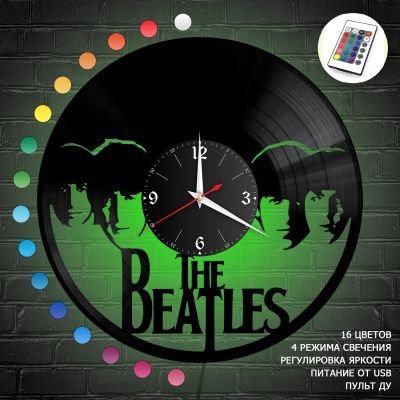Часы с подсветкой "группа Битлз (The Beatles)" из винила, №6