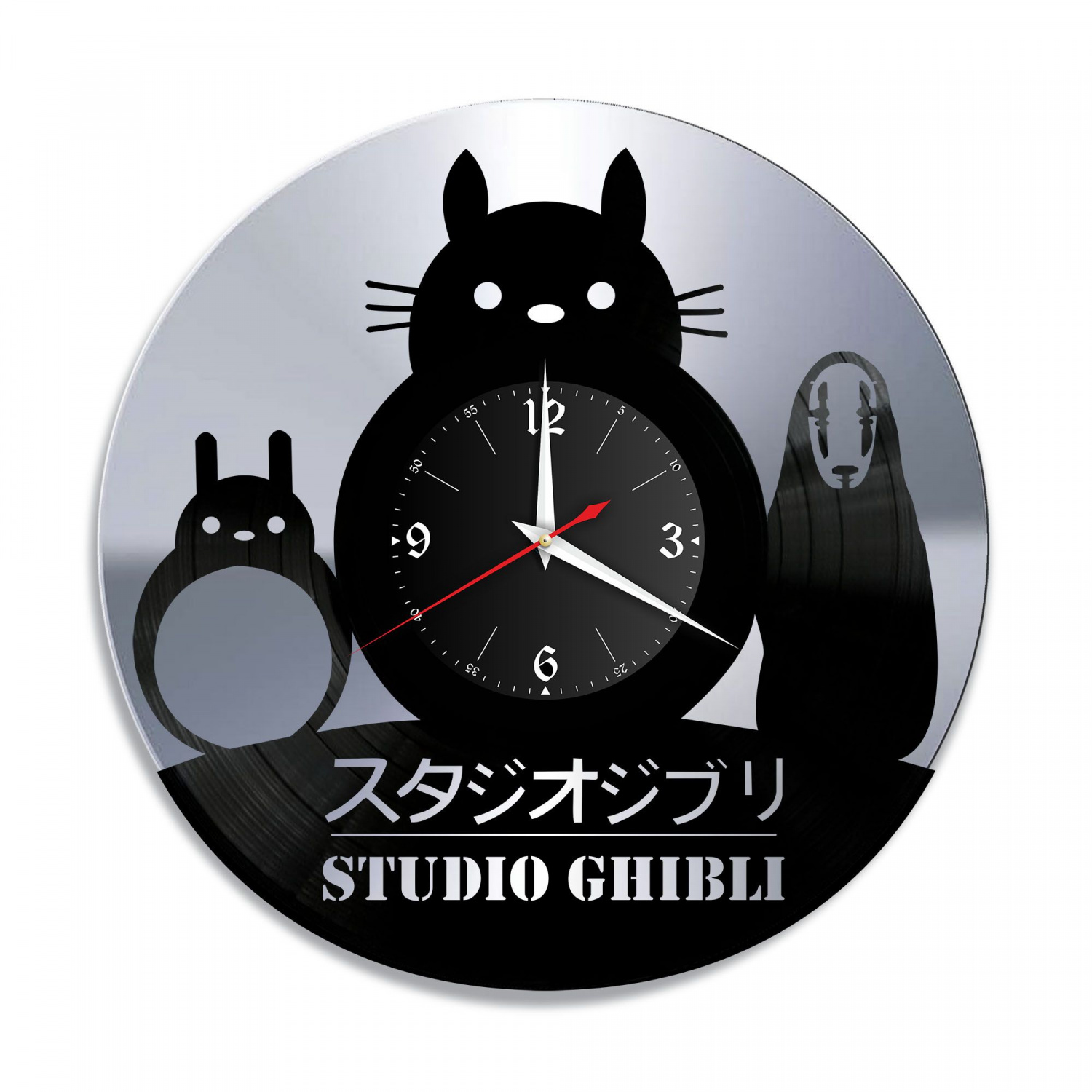 Часы настенные "Японская студия CHIBLI, серебро" из винила, №1 VC-10345-2