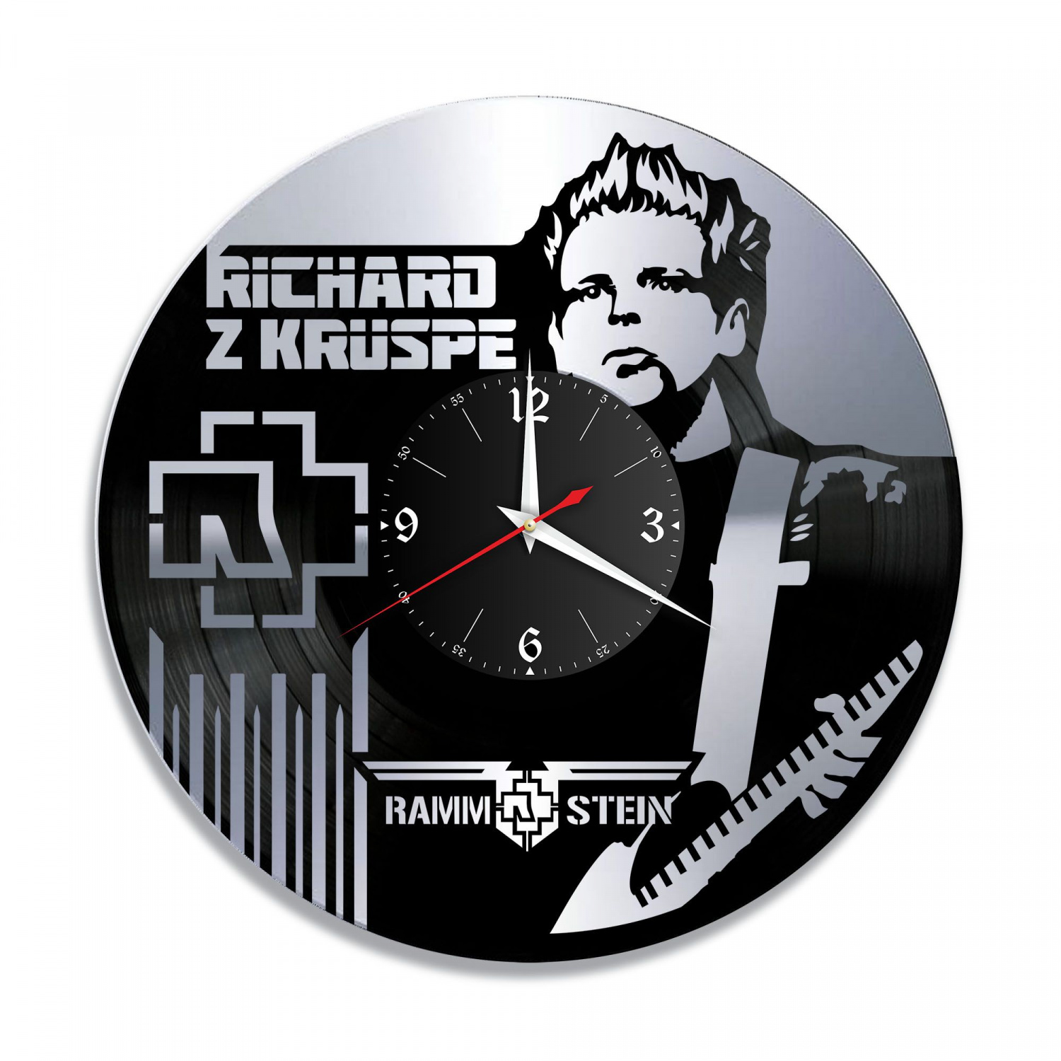 Часы настенные "группа Rammstein, серебро" из винила, №3 VC-10147-2