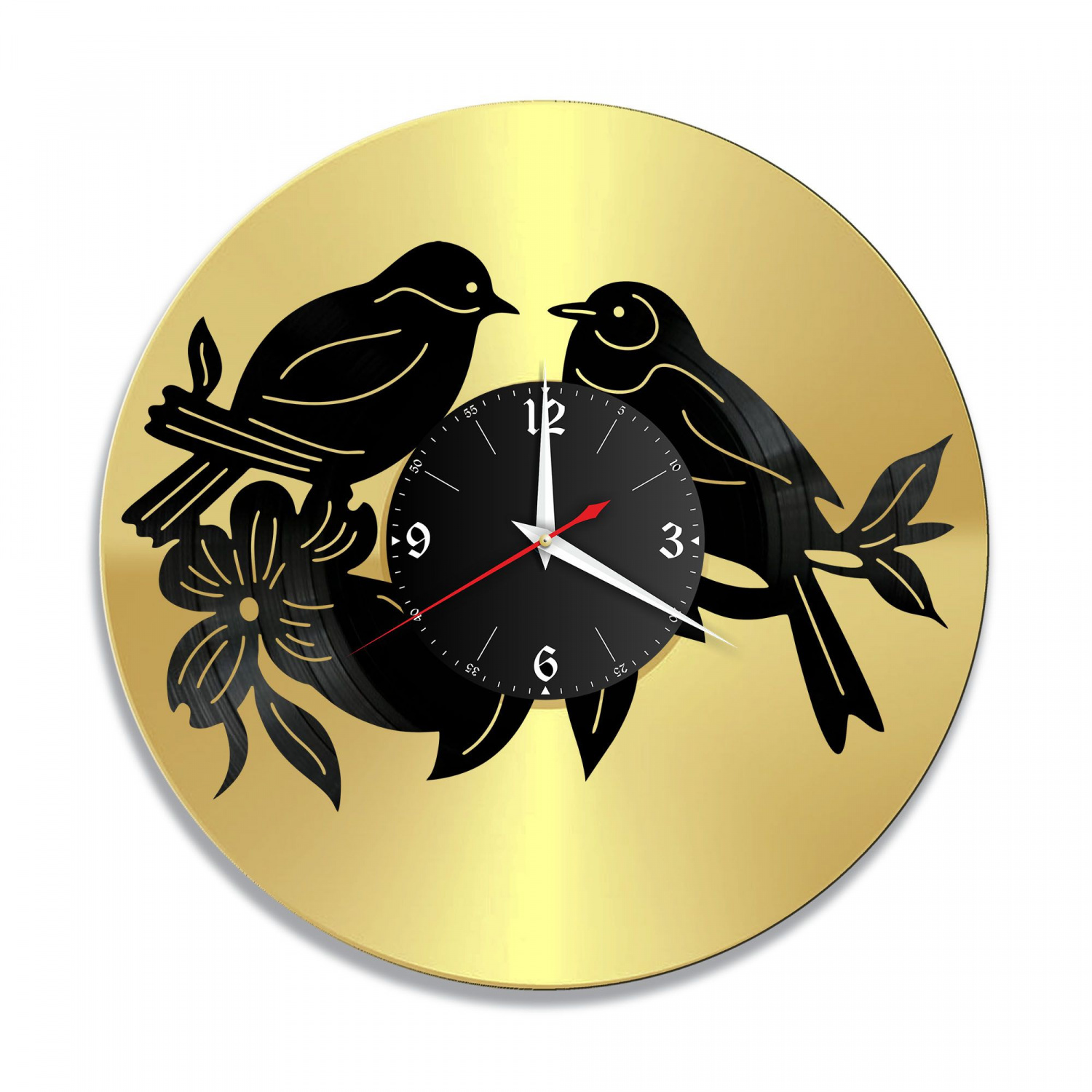 Часы настенные "Птицы, золото" из винила, №1 VC-10724-1