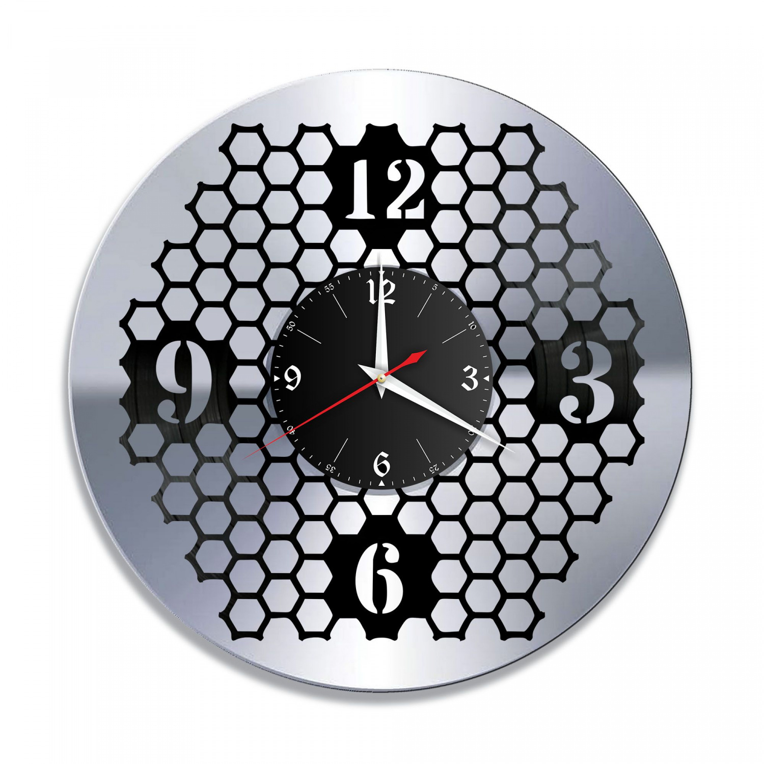 Часы настенные "Соты, серебро" из винила, №1 VC-10655-2