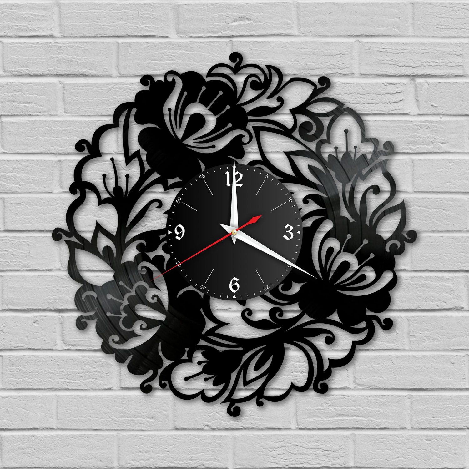 Часы настенные "Цветы" из винила, №2 VC-10955