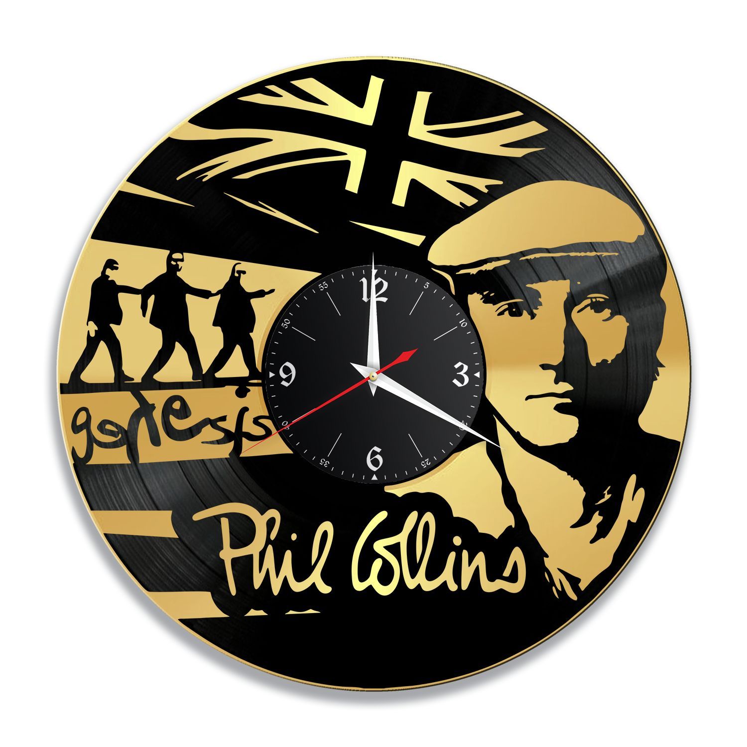 Часы настенные "Фил Коллинз (Phil Collins), золото" из винила, №1 VC-12241-1