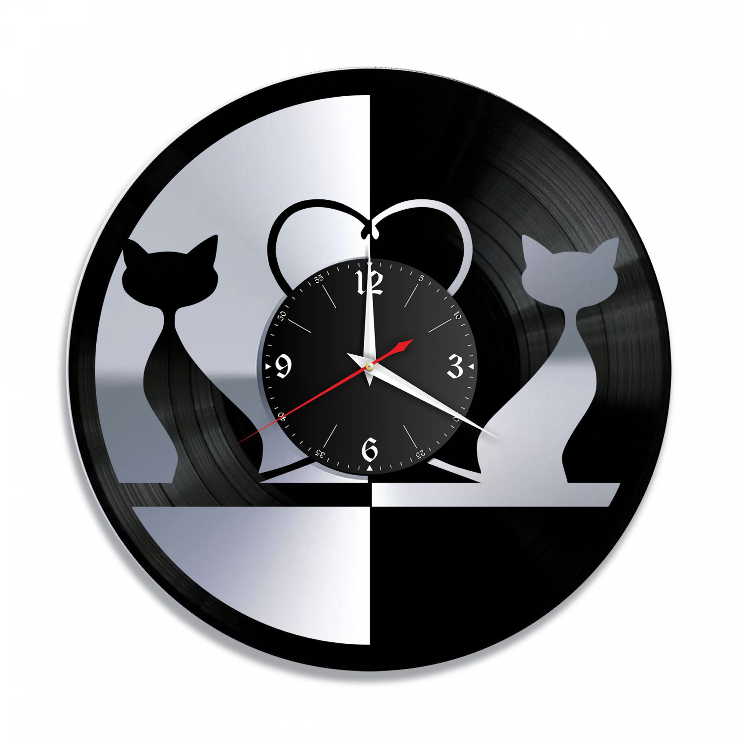 Часы настенные "Коты, серебро" из винила, №2 VC-10713-2