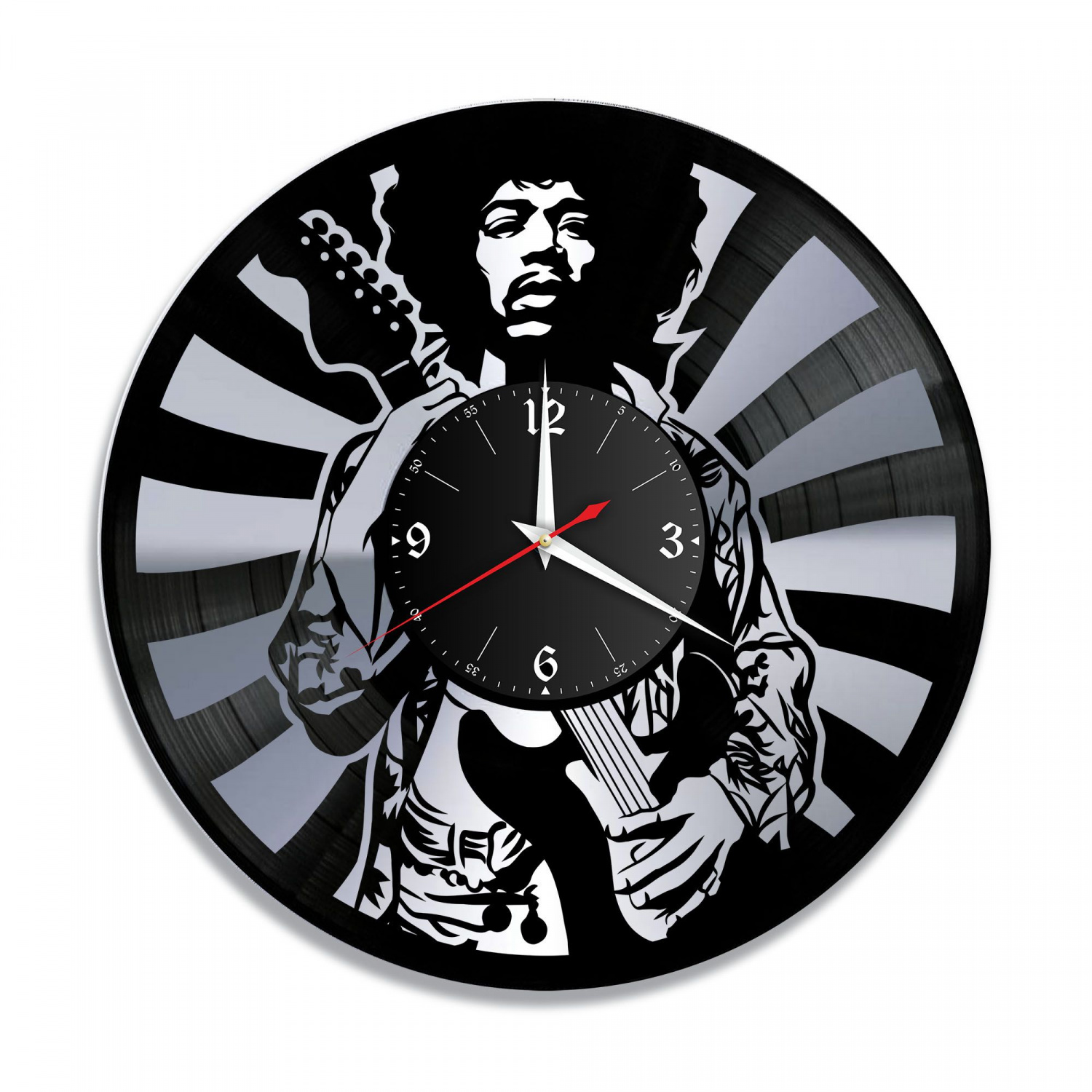 Часы настенные "Джими Хендрикс (Jimi Hendrix), серебро" из винила, №1 VC-10860-2