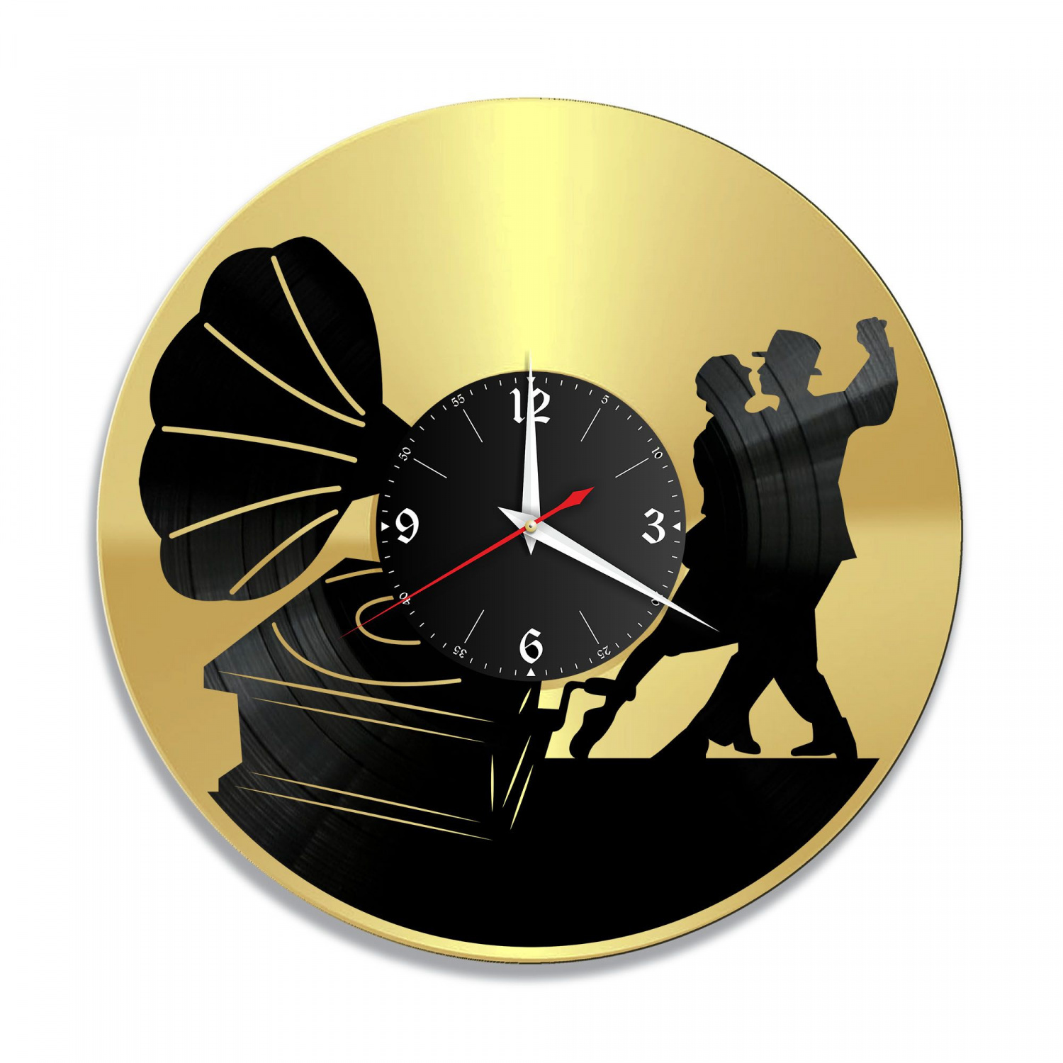 Часы настенные "Музыка (Грамофон), золото" из винила, №14 VC-10296-1