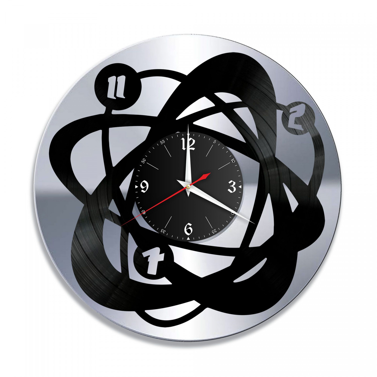 Часы настенные "Атом, серебро" из винила, №1 VC-10846-2