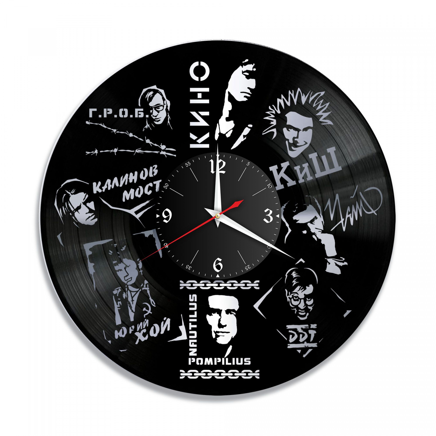 Часы настенные "Легенды Русского Рока, серебро" из винила, №4 VC-12039-2