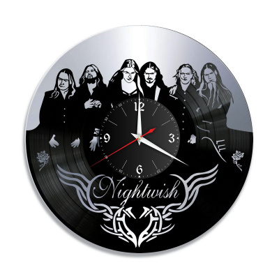 Часы настенные "группа Nightwish, серебро" из винила, №1