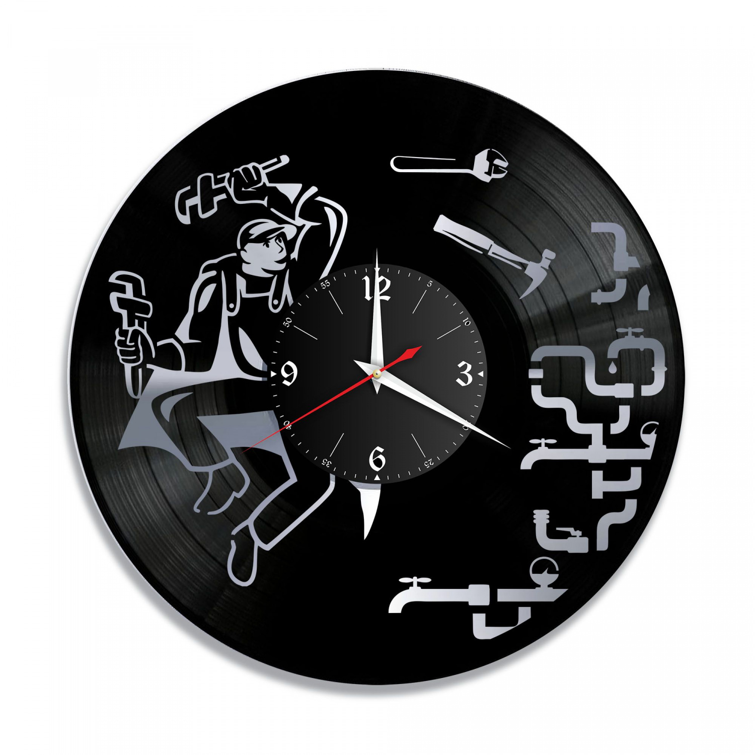 Часы настенные "Сантехник, серебро" из винила, №1 VC-10653-2