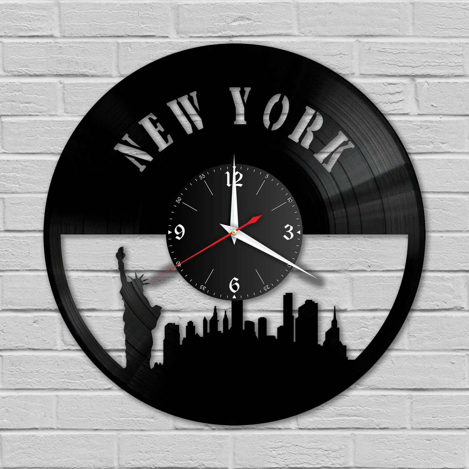 Часы настенные "город Нью Йорк" из винила, №1 VC-10479