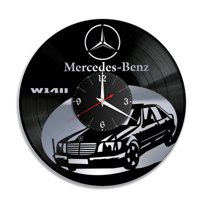 Часы настенные "Mercedes W140, серебро" из винила, №6