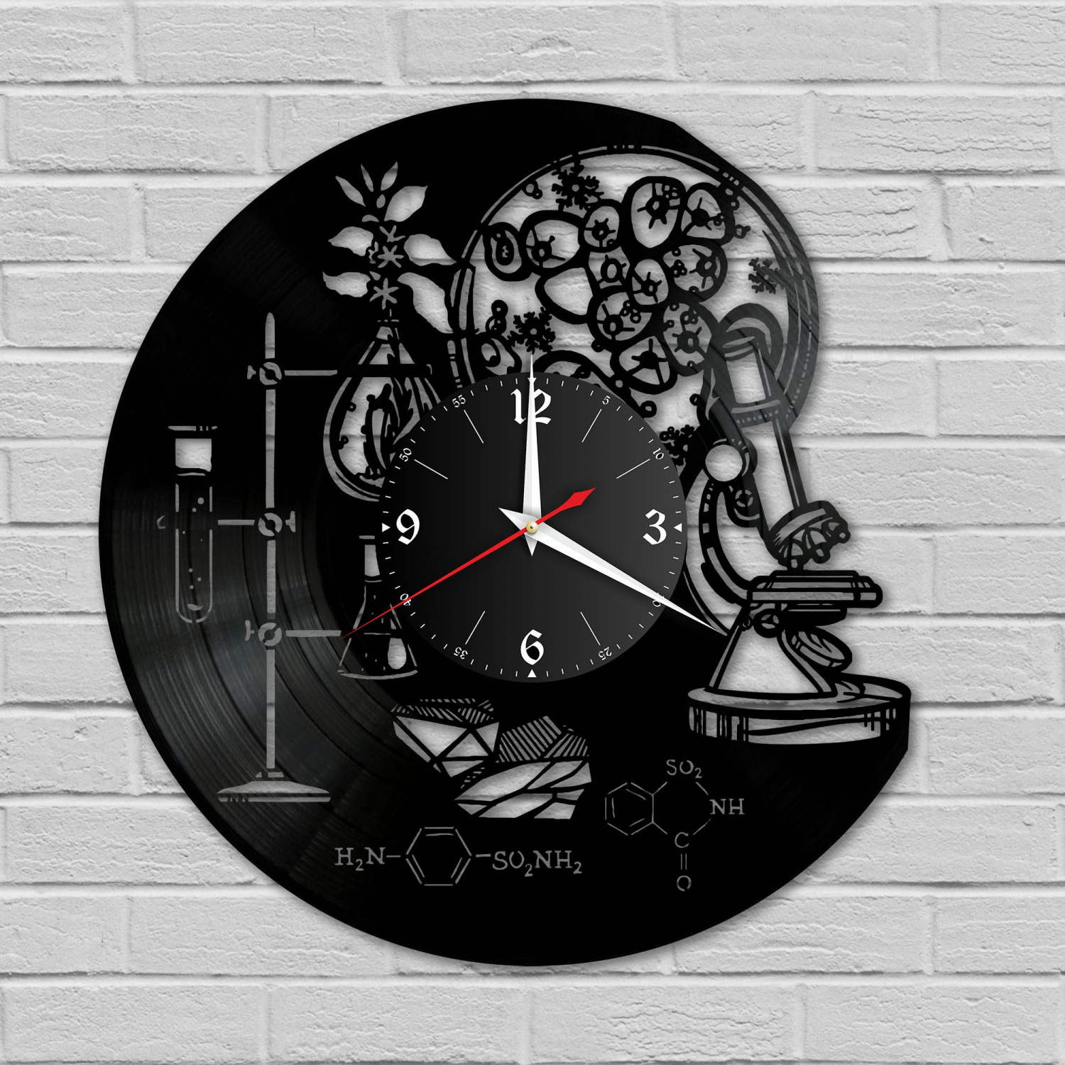 Часы настенные "Химия" из винила, №1 VC-10659