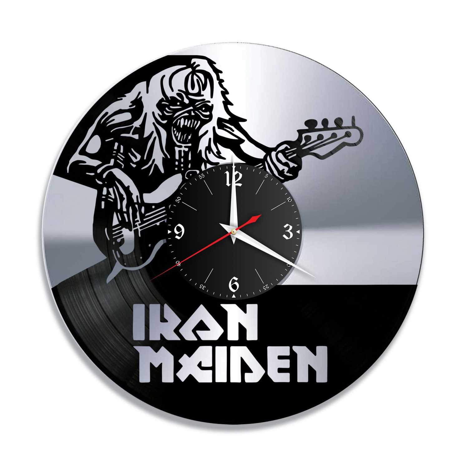 Часы настенные "группа Iron Maiden, серебро" из винила, №2 VC-10101-2