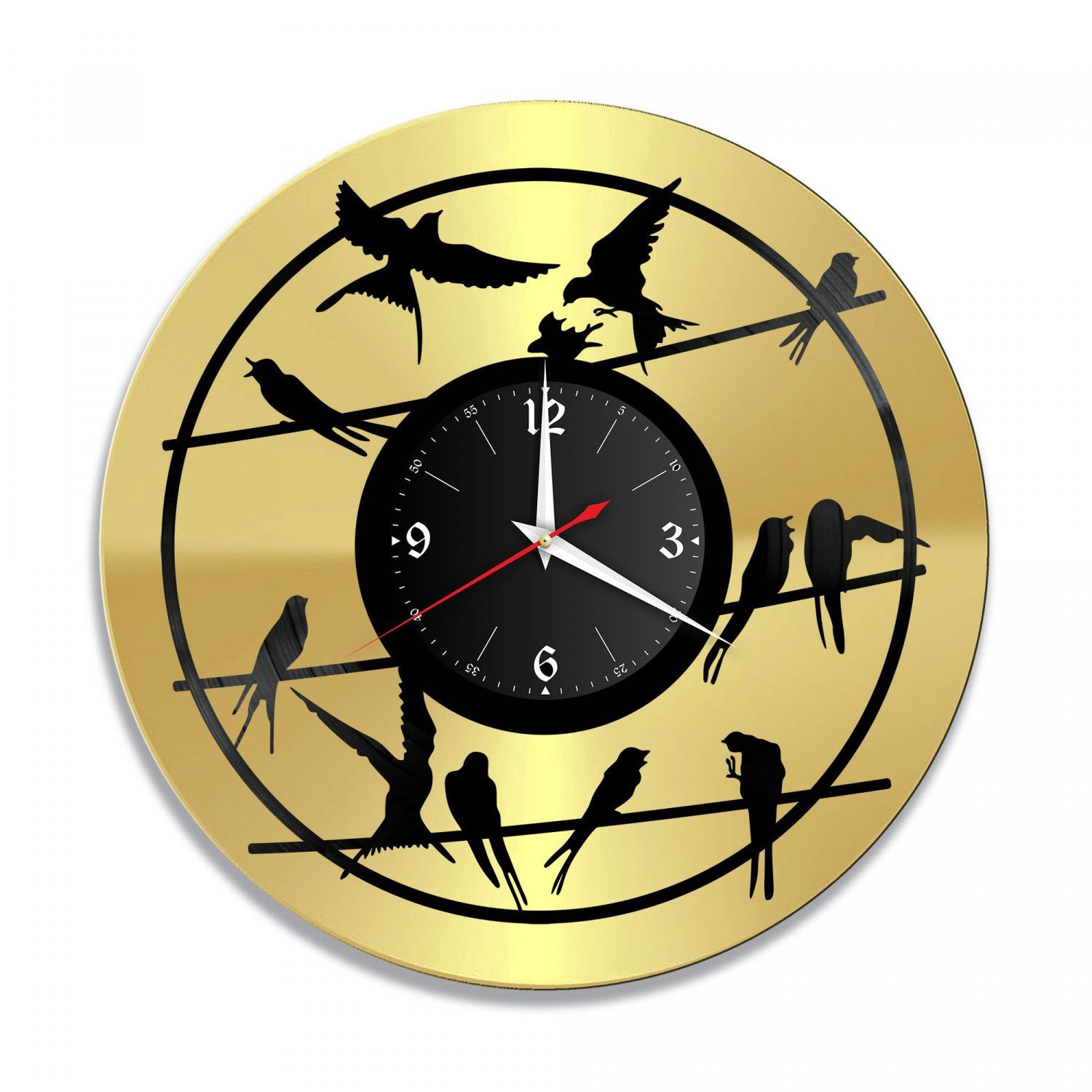 Часы настенные "Птицы, золото" из винила, №3 VC-10946-1