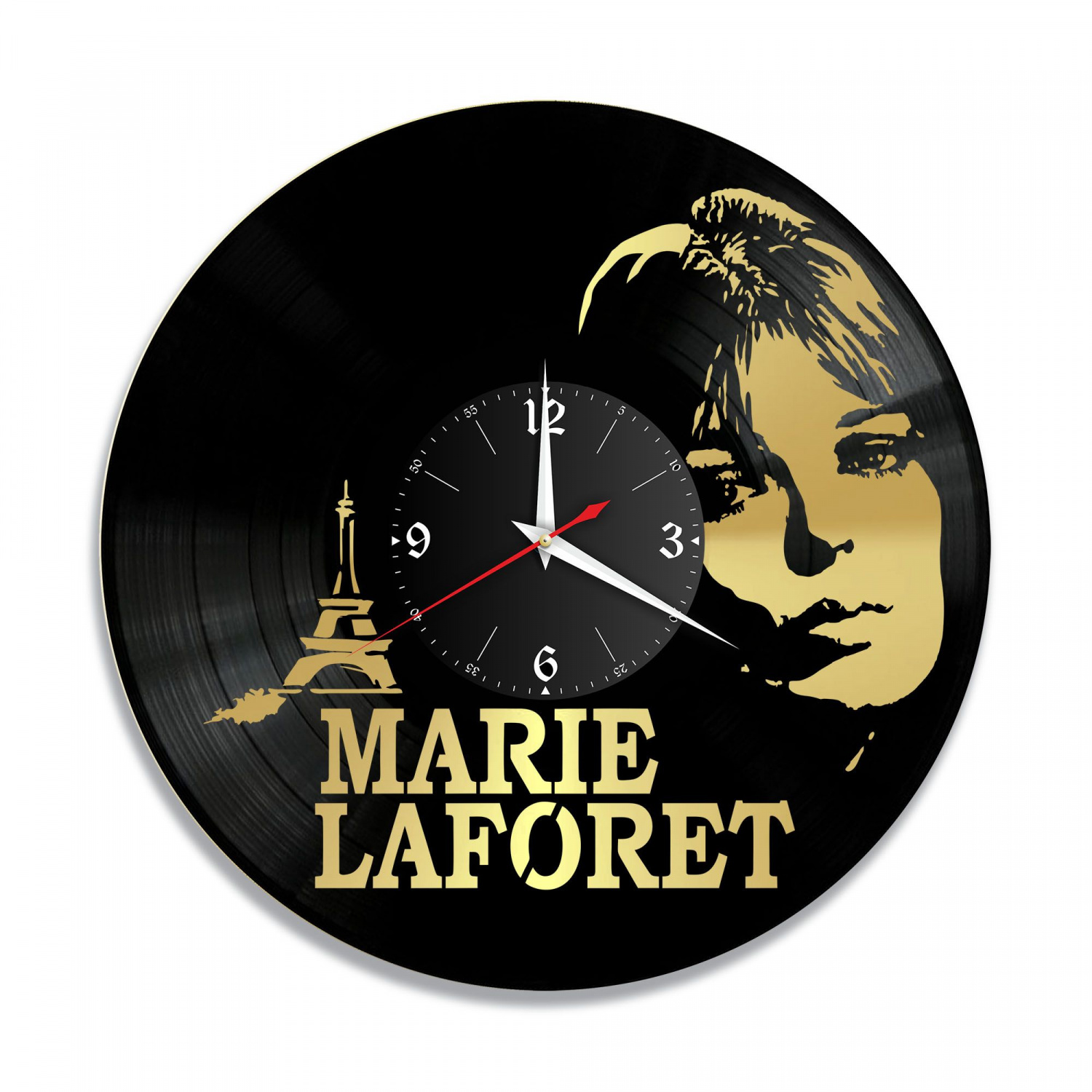 Часы настенные "Мари Лафоре (Marie Laforet), золото" из винила, №1 VC-10242-1