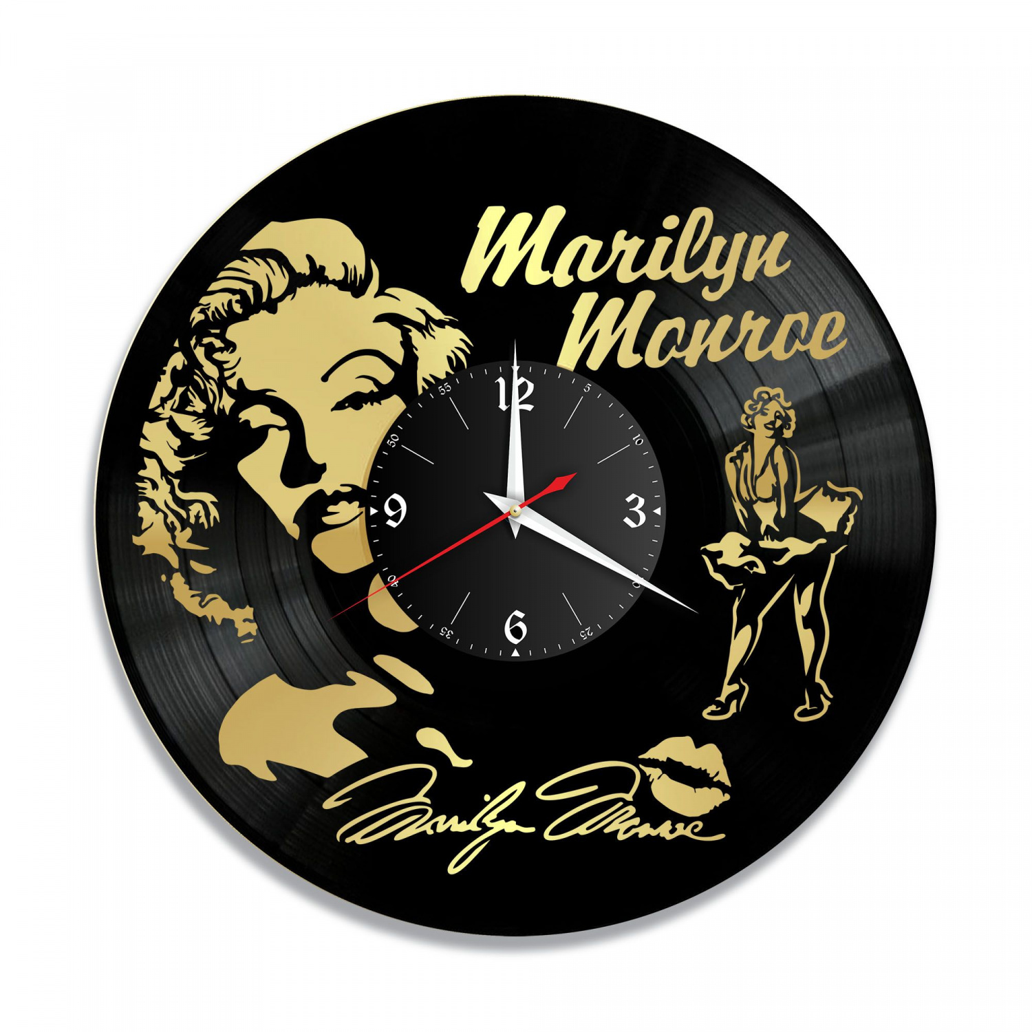 Часы настенные "Мэрилин Монро, золото" из винила, №1 VC-10741-1