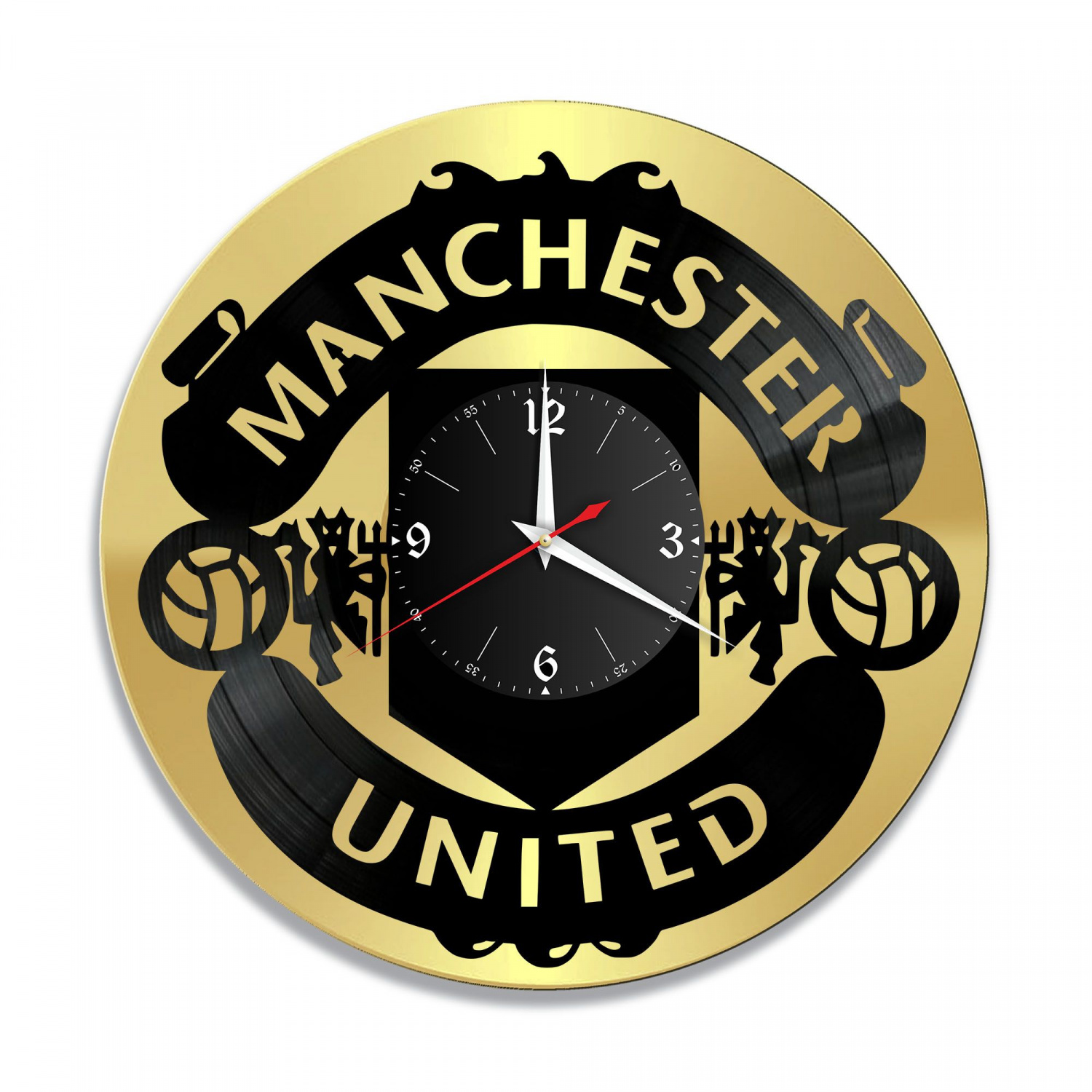 Часы настенные "Манчестер Юнайтед (Manchester United), золото" из винила, №1 VC-10545-1