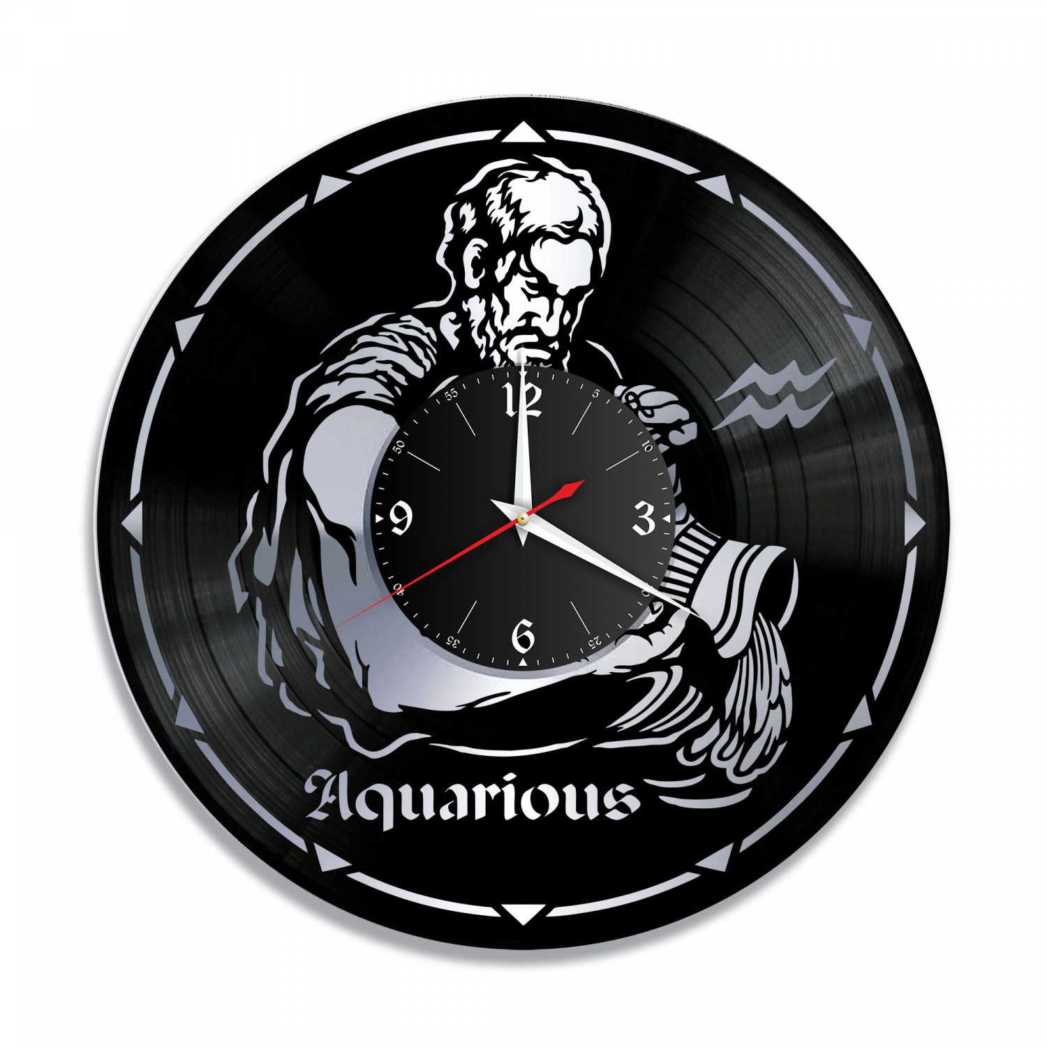 Часы настенные "Знаки Зодиака (Водолей), серебро" из винила, №11 VC-10388-2