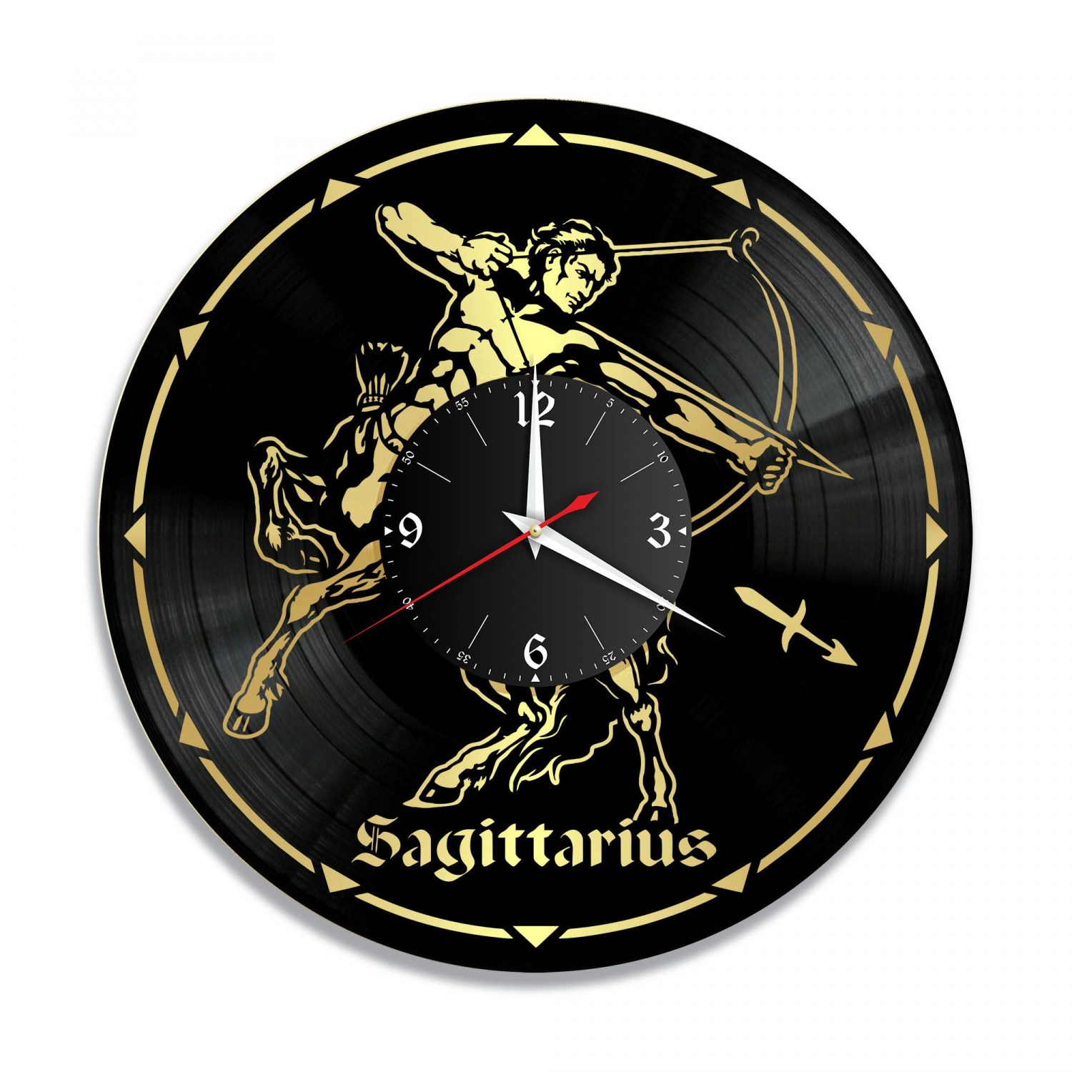 Часы настенные "Знаки Зодиака (Стрелец), золото" из винила, №9 VC-10397-1