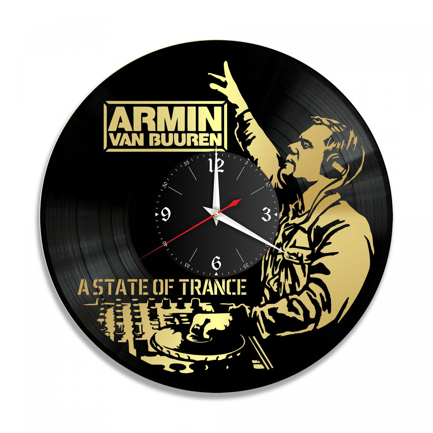 Часы настенные "Армин ван Бюрен (Armin van Buuren), золото" из винила, №1 VC-10230-1