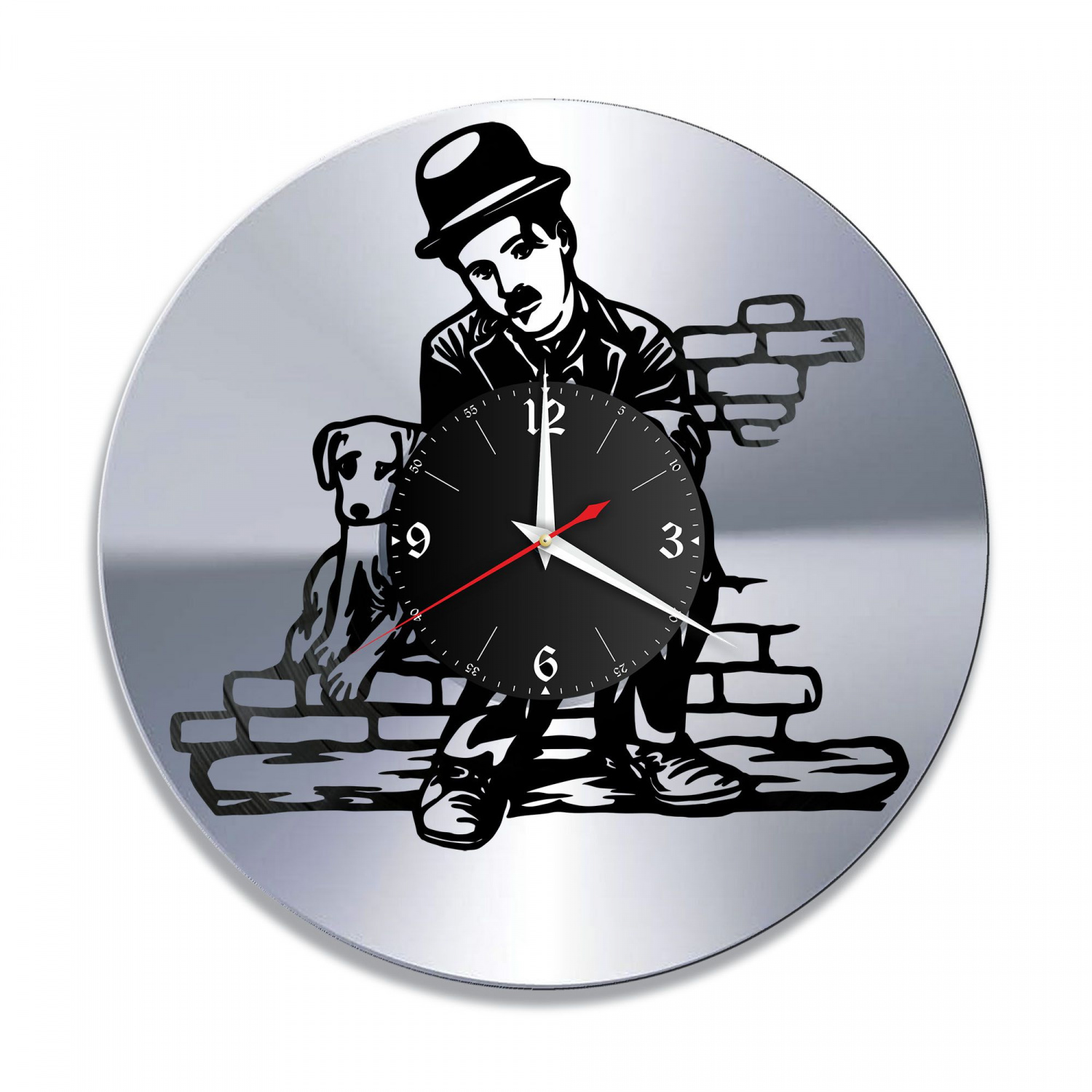 Часы настенные "Чарли Чаплин, серебро" из винила, №1 VC-11027-2