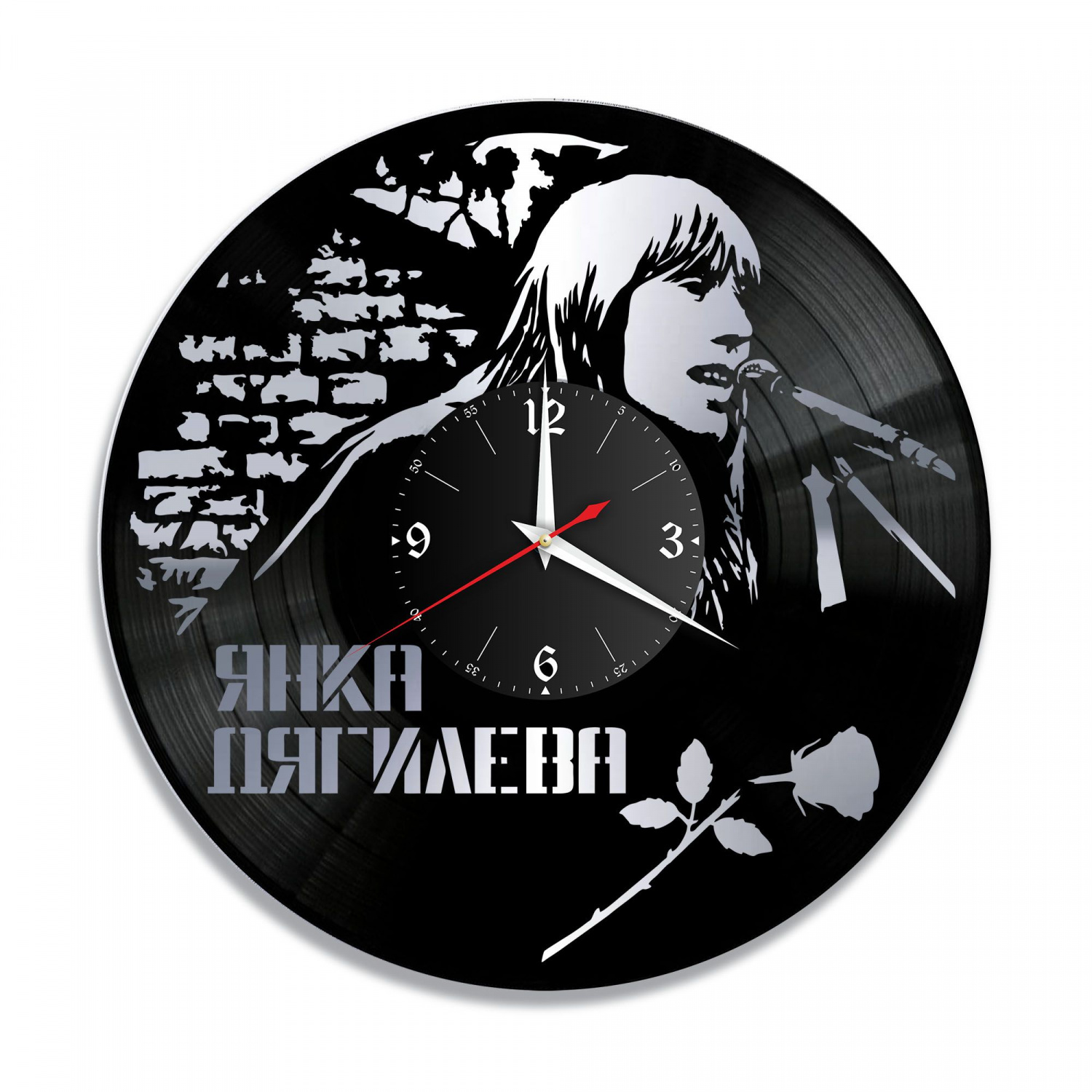 Часы настенные "Янка Дягилева, серебро" из винила, №1 VC-11031-2