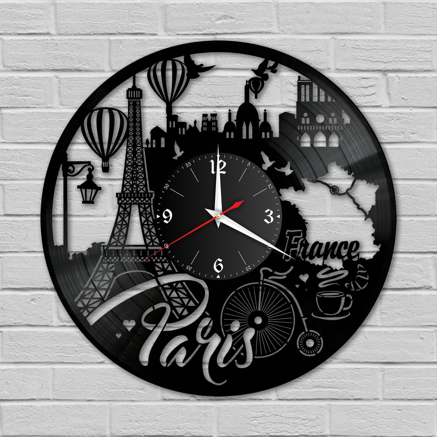 Часы настенные "город Париж" из винила, №6 VC-10486
