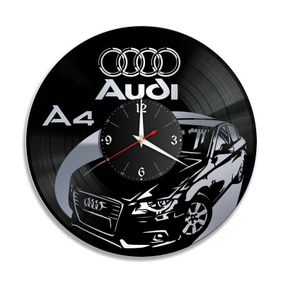 Часы настенные "Audi A4, серебро" из винила, №2