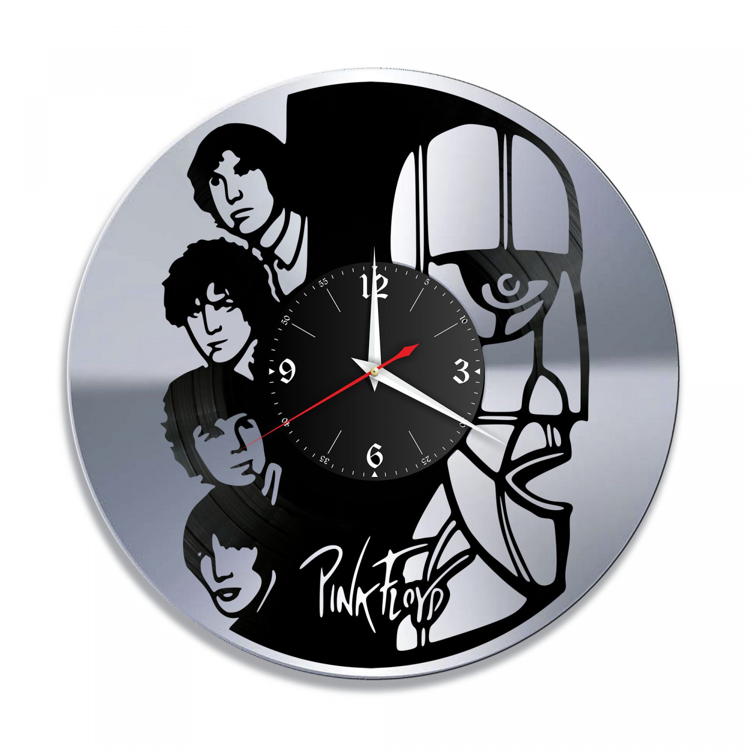 Часы настенные "группа Pink Floyd, серебро" из винила, №2 VC-10134-2