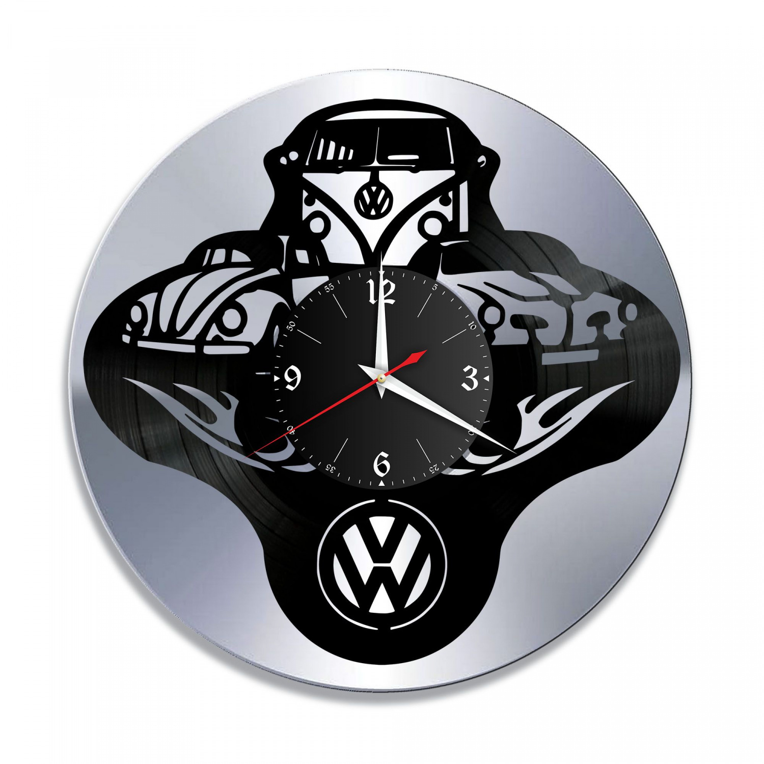 Часы настенные "Volkswagen, серебро" из винила, №5 VC-10919-2