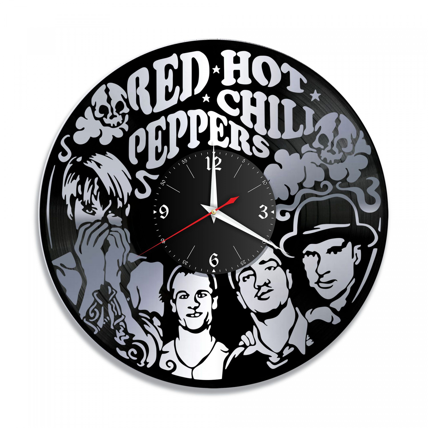 Часы настенные "группа Red Hot Chili Peppers, серебро" из винила, №1 VC-10149-2