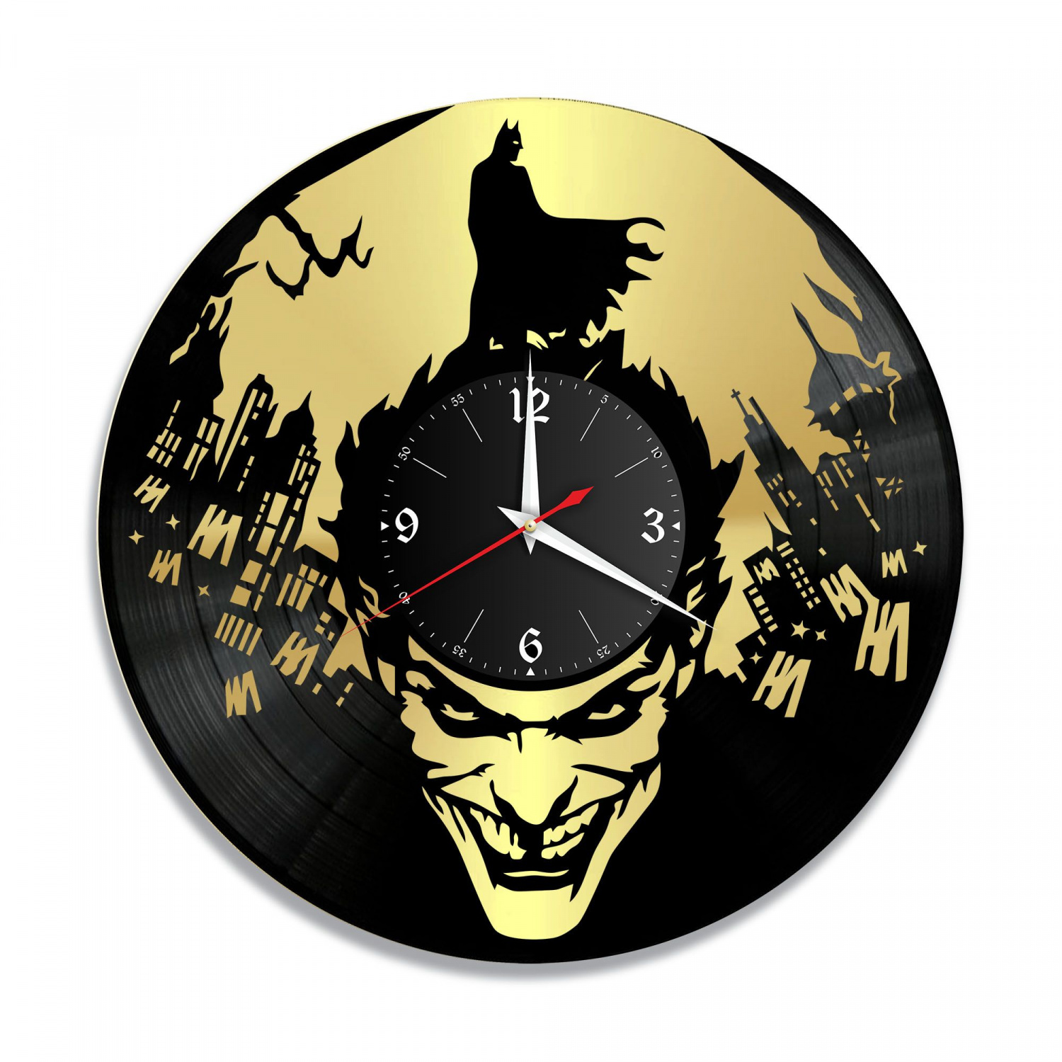 Часы настенные "Джокер, золото" из винила, №1 VC-10319-1
