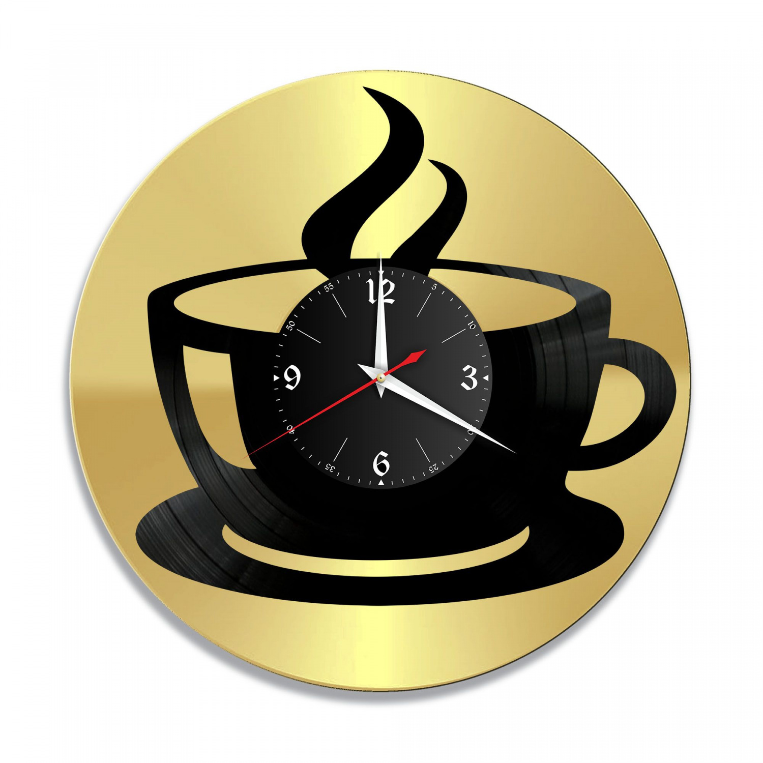 Часы настенные "Кофе, золото" из винила, №1 VC-10603-1
