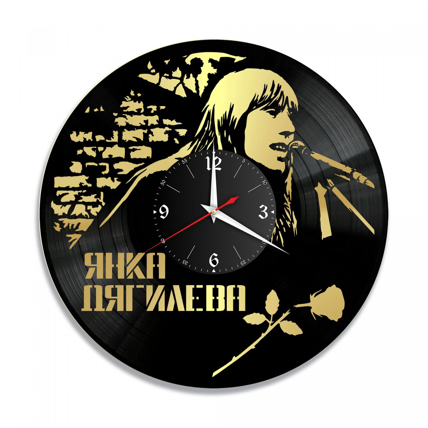 Часы настенные "Янка Дягилева, золото" из винила, №1 VC-11031-1