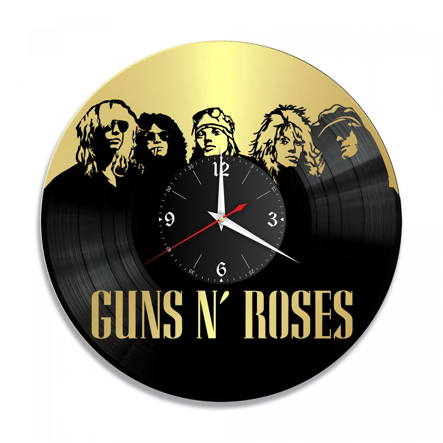 Часы настенные "группа Guns and Roses, золото" из винила, №1 VC-10097-1