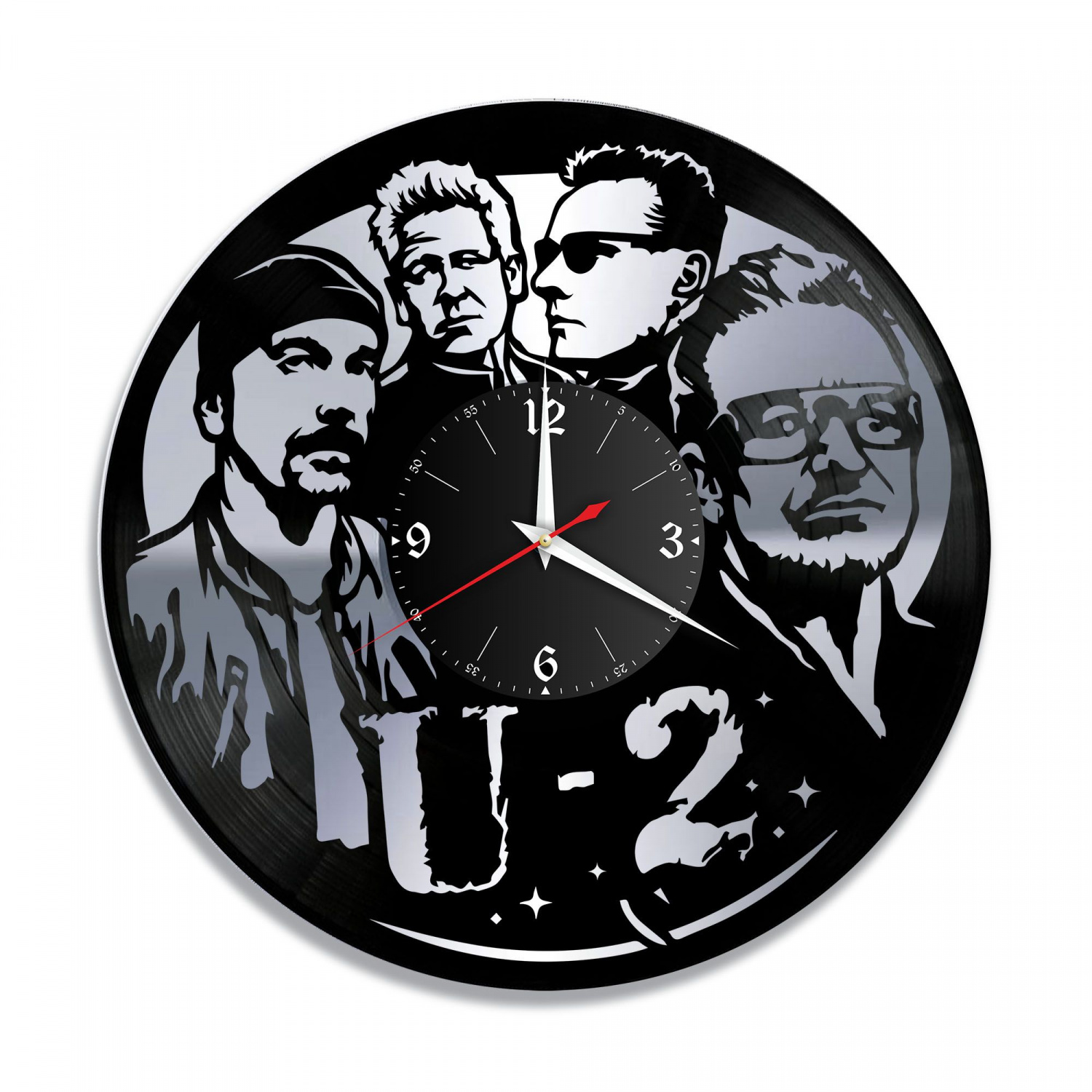 Часы настенные "группа U2, серебро" из винила, №1 VC-10172-2