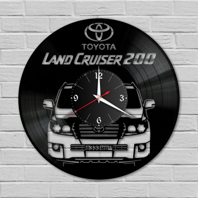 Часы настенные "Toyota Land Cruiser 200 (Ваш госномер)" из винила, №2
