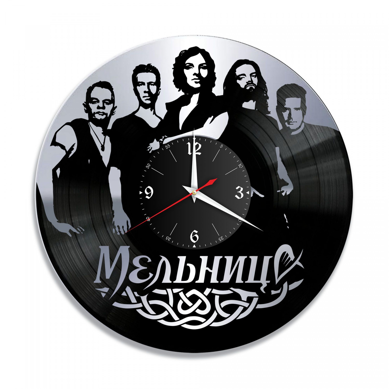 Часы настенные "группа Мельница, серебро" из винила, №1 VC-10940-2
