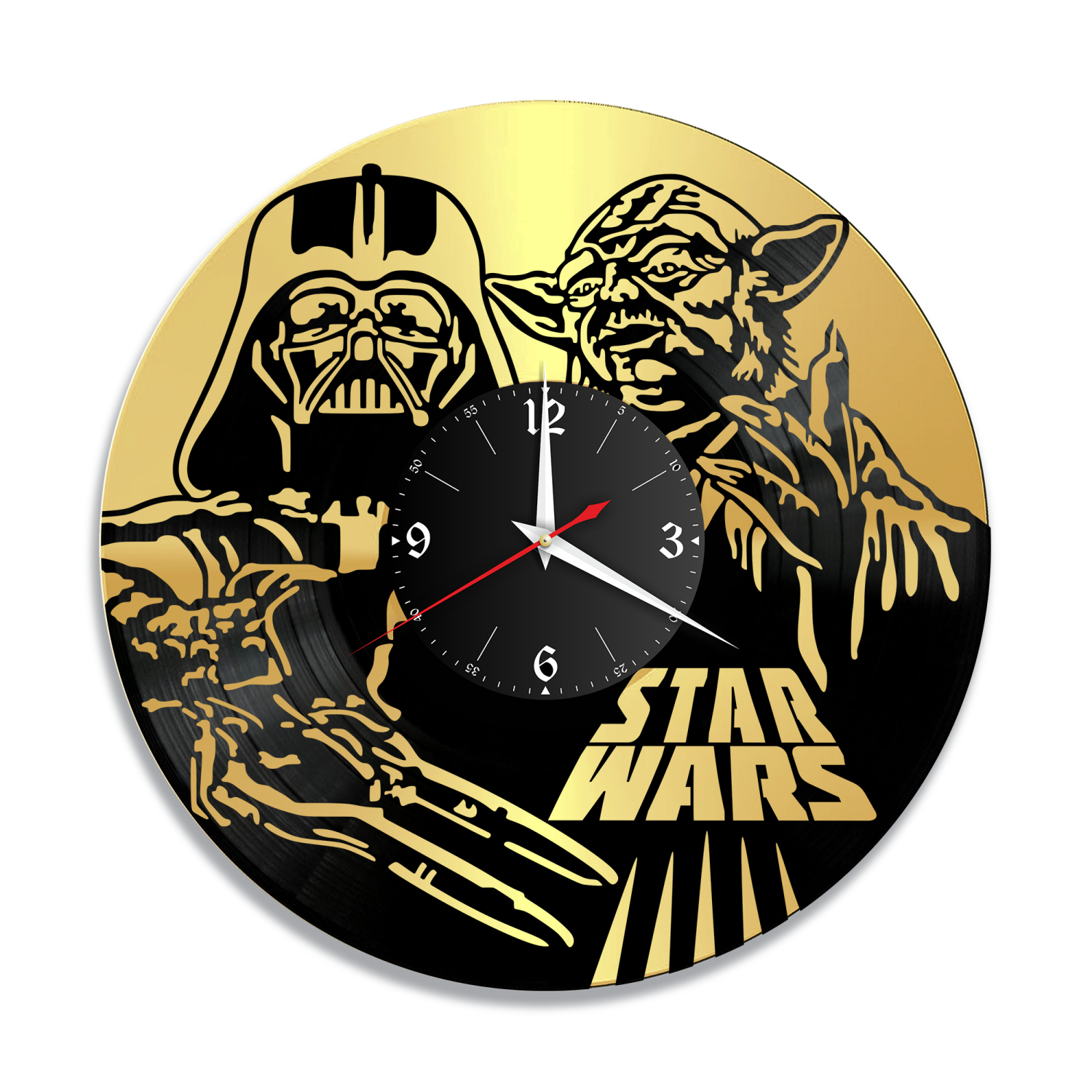 Часы настенные "Звездные Войны, золото" из винила, №R2 VC-12126-1