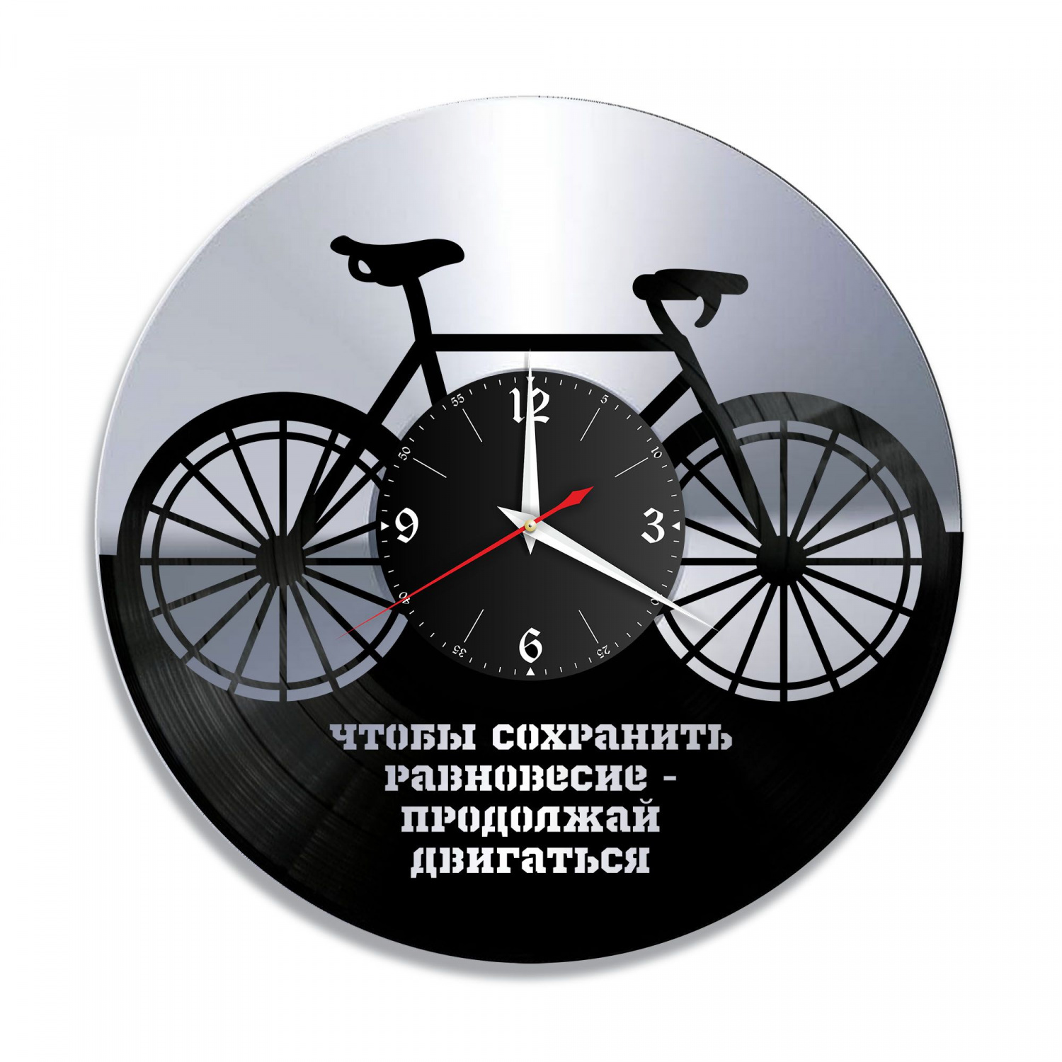 Часы настенные "Велосипед, серебро" из винила, №1 VC-10854-2