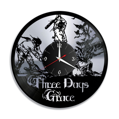Часы настенные "группа Three Days Grace, серебро" из винила, №1