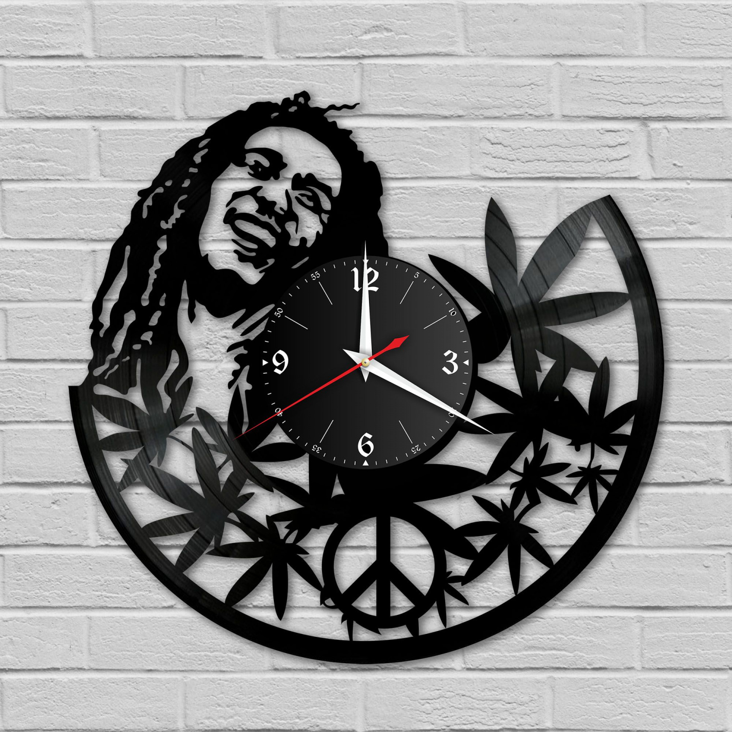 Часы настенные "Боб Марли (Bob Marley)" из винила, №1 VC-10188