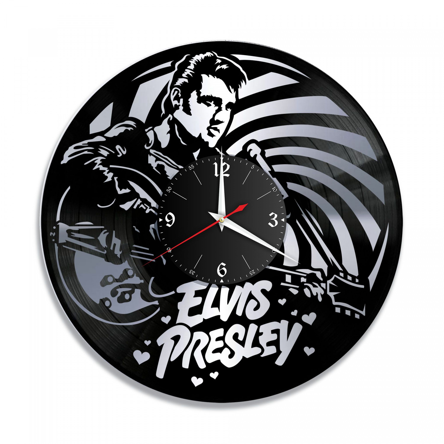 Часы настенные "Элвис Пресли (Elvis Presley), серебро" из винила, №1 VC-10194-2