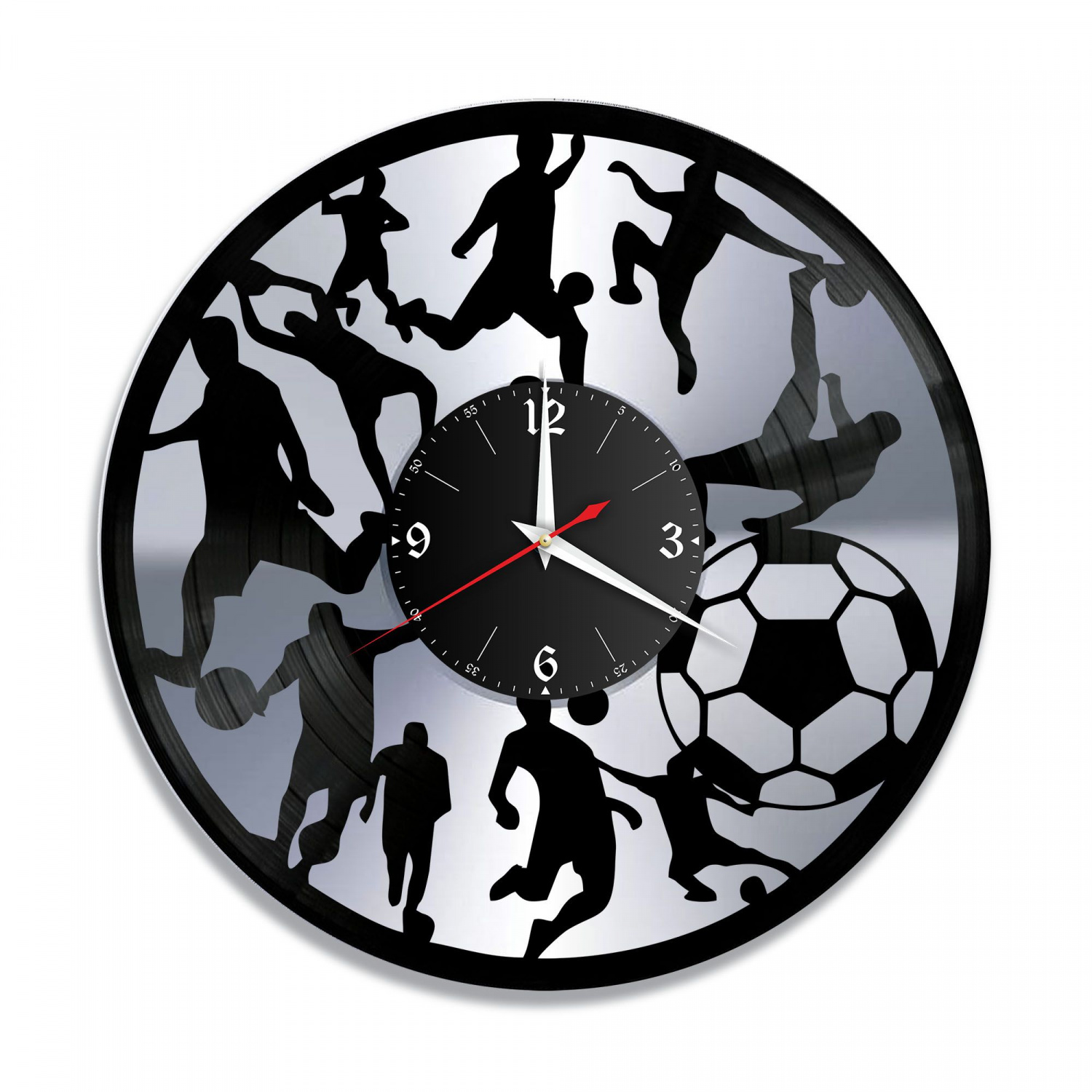 Часы настенные "Футбол, серебро" из винила, №2 VC-10528-2