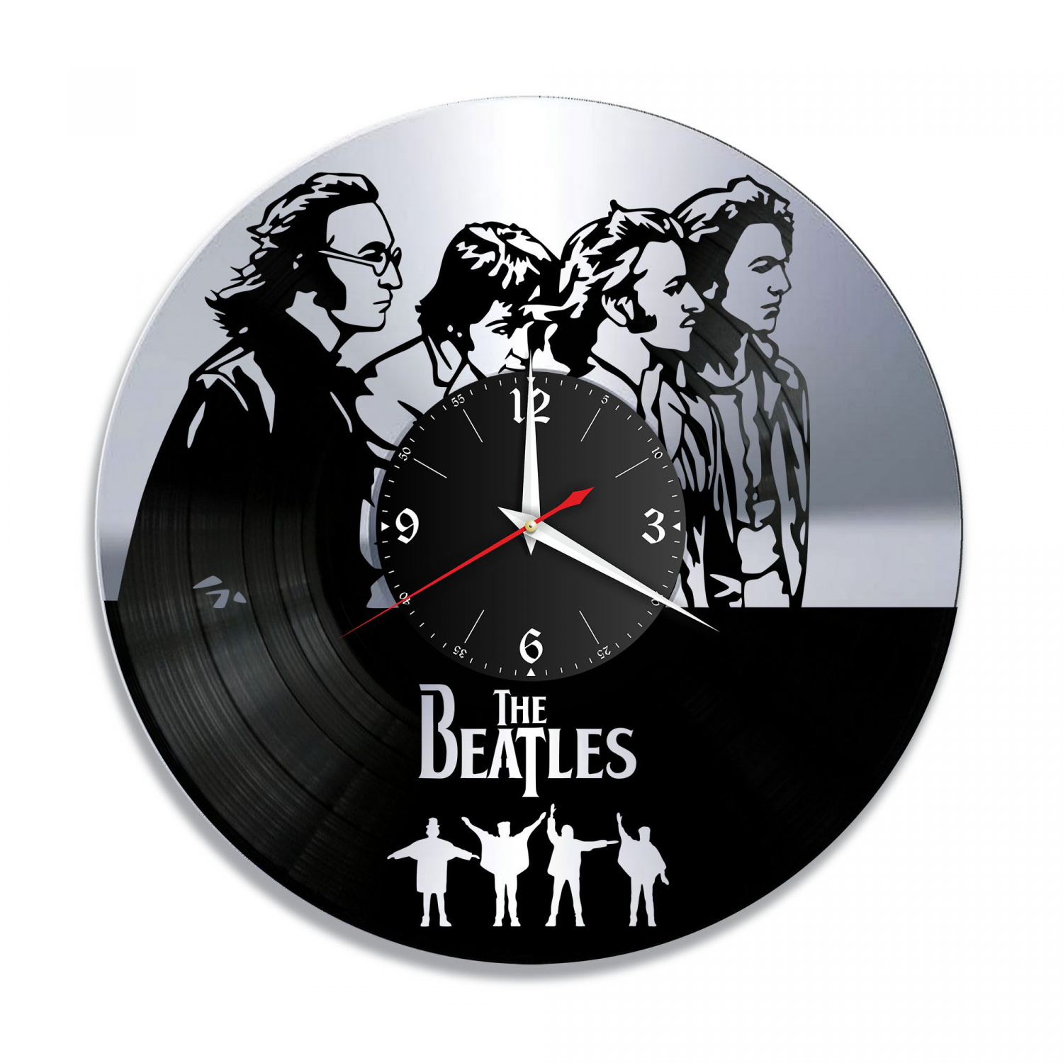 Часы настенные "группа Битлз (The Beatles), серебро" из винила, №8 VC-10186-2