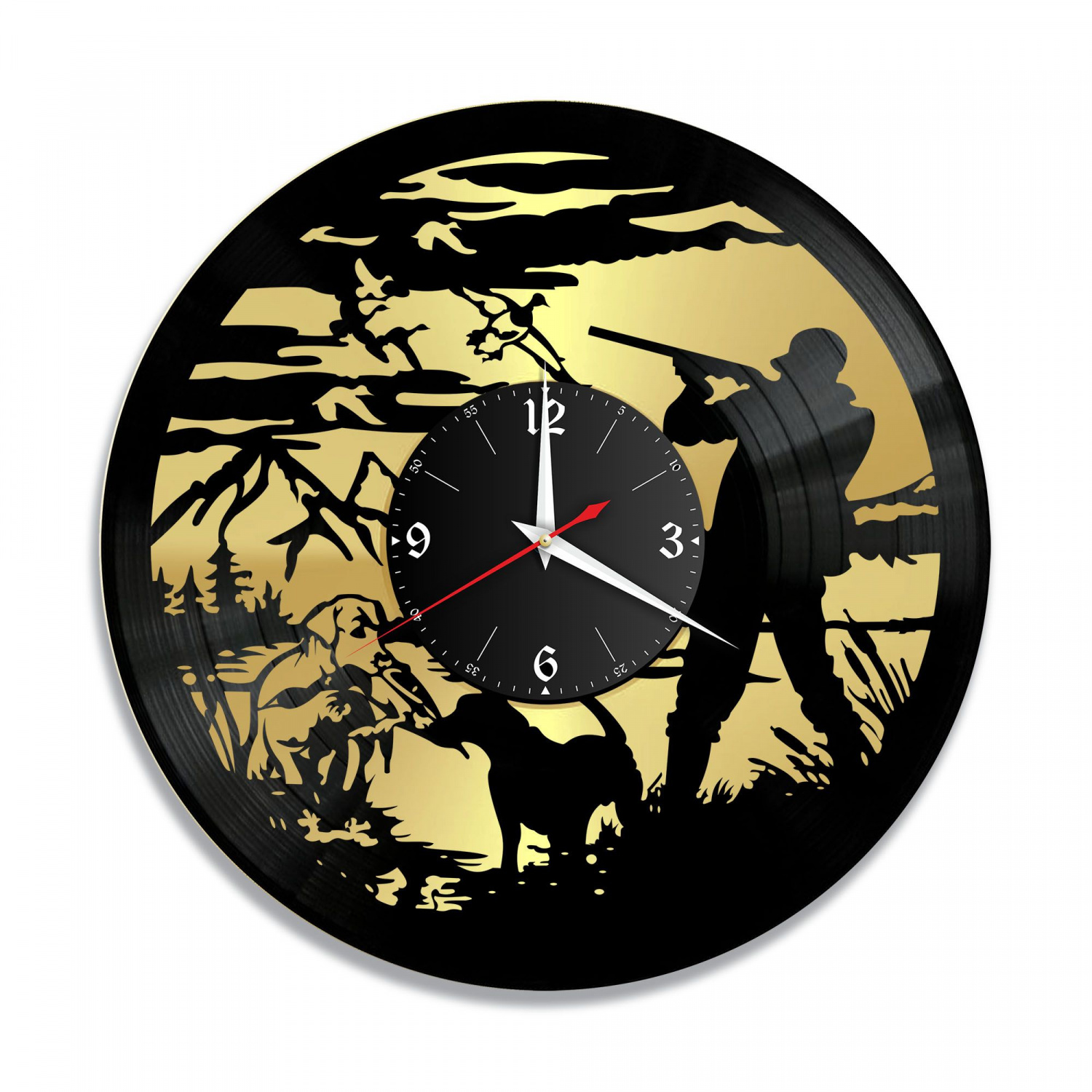 Часы настенные "Охота, золото" из винила, №2 VC-10618-1